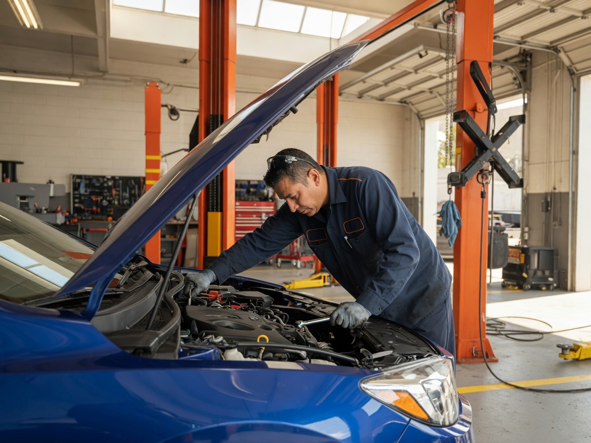 Technician working under the hood